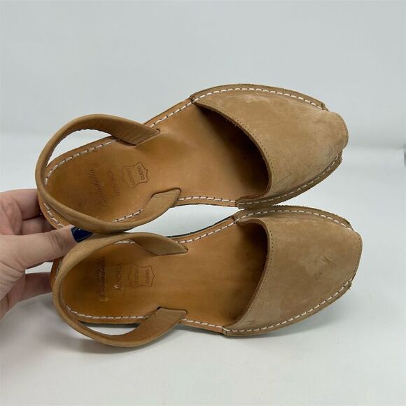 Ciutadella de Menorca Spain Avarcus Brown Leather Slingback Sandals Size 6 - Picture 12 of 13